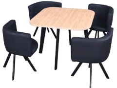 Set masa cu scaune 1 + 4, stejar / negru, BEVIS